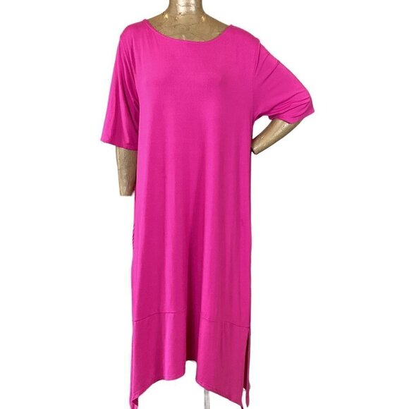 Cuddl Duds Athleisure Dress Handkerchief Hem Keyhole Back Pockets Sz 2X #269F - Picture 1 of 5